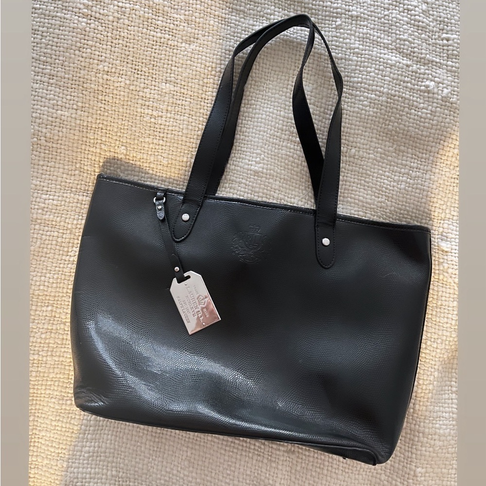 Lauren Ralph Lauren Black Leather Tote Bag